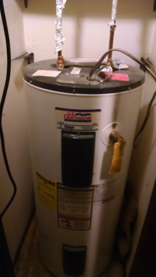 White Oak hot water tank — old unit before replacement